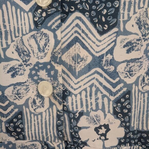 Vintage 80s Summer Print Romper White Blue Dress - Picture 5 of 6